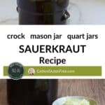 mason jar, raw sauerkraut, and Pinterest title.
