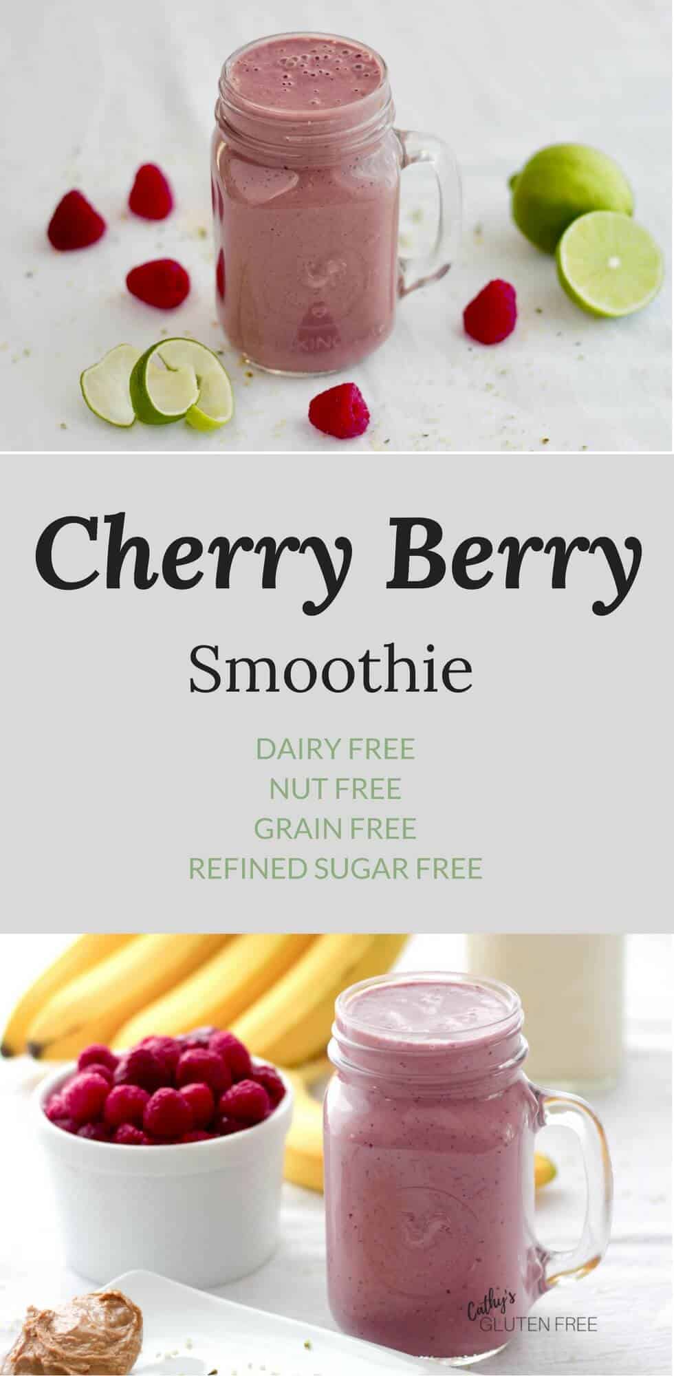 Cherry Berry Smoothie is smooth, creamy, and delicious! It's dairy free, grain free, vegan, nut free, and refined sugar free.