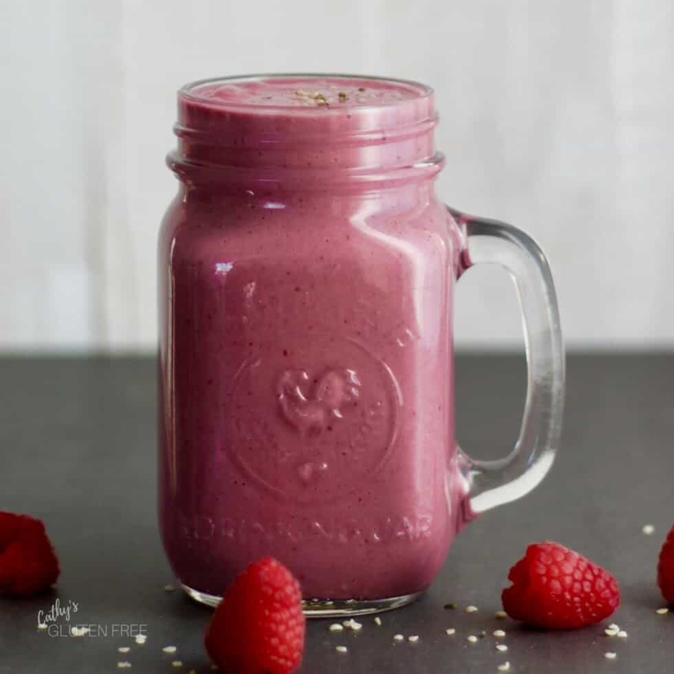 Cherry and raspberries combine beautifully in this creamy, delicious pink smoothie.