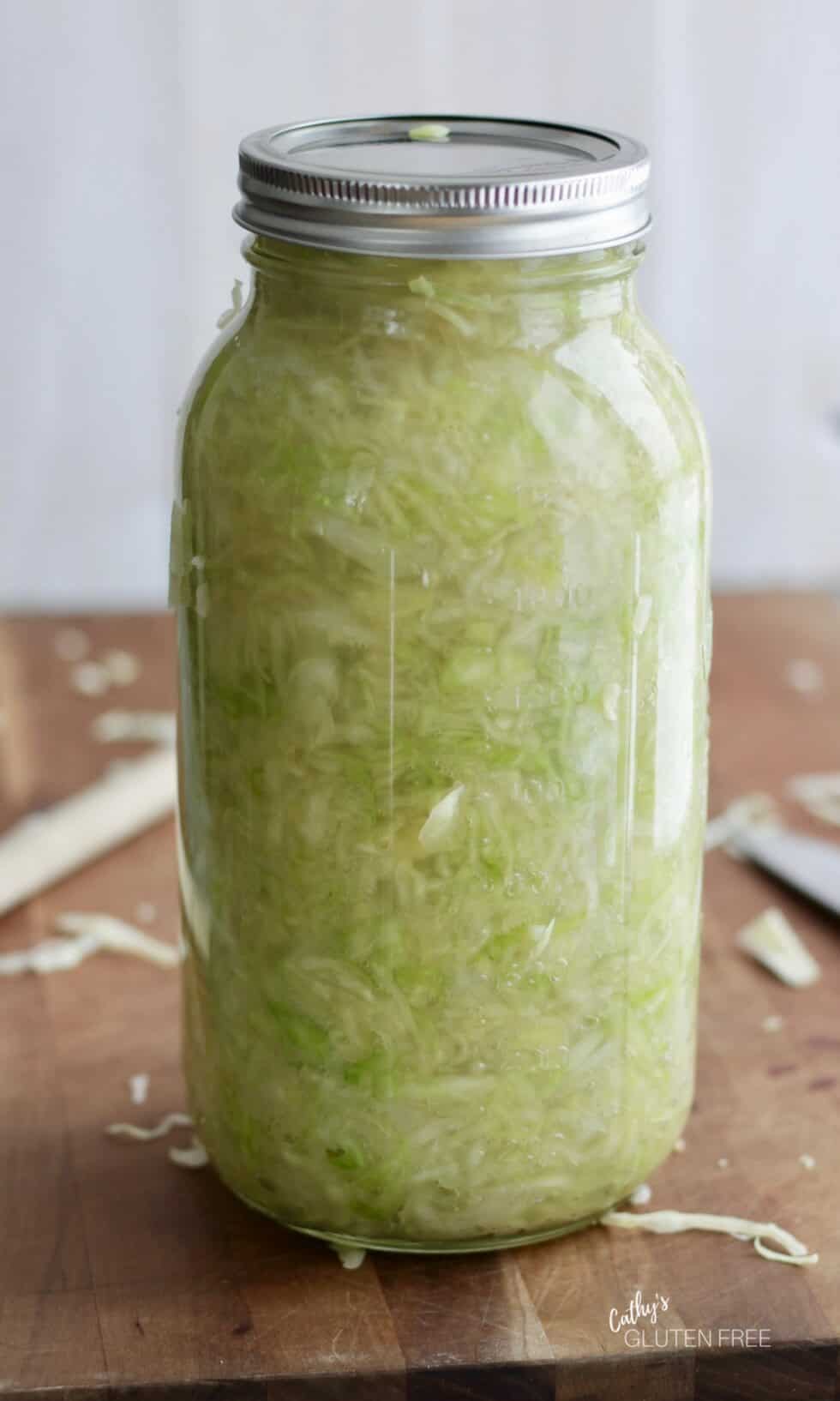 Sauerkraut Fermenting in a Mason Jar