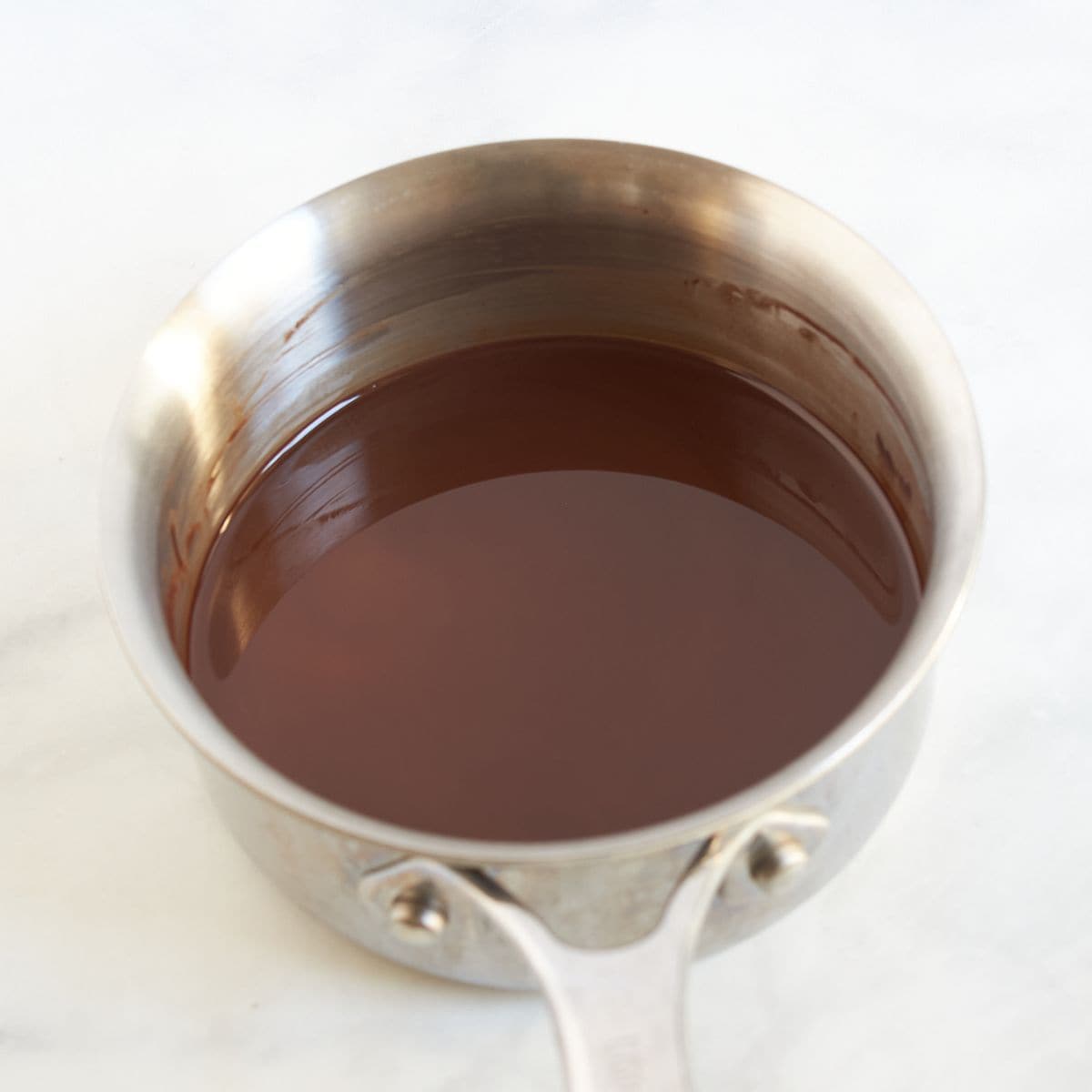 melted chocolate in small saucepan.