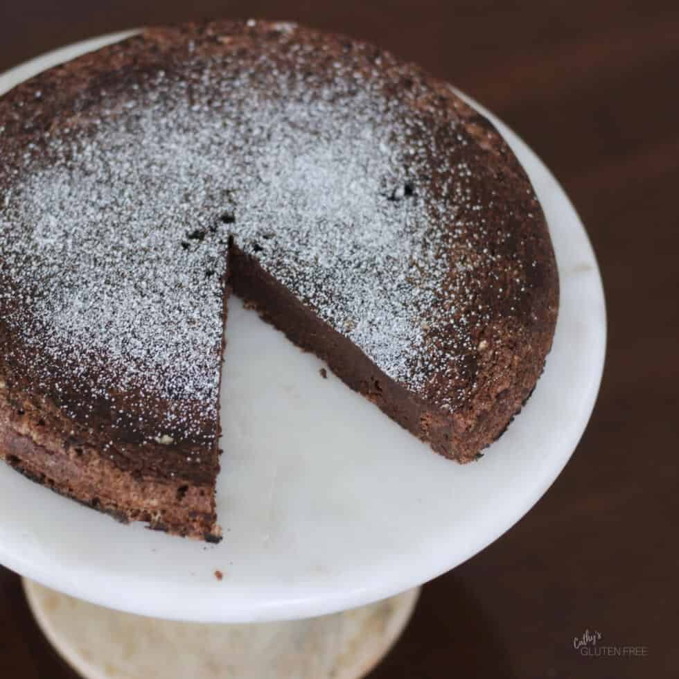 Flourless Chocolate Cake Sprinkled with Coconut Milk Powder