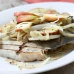 Grilled Pork Chops Topped with Apples and Onions