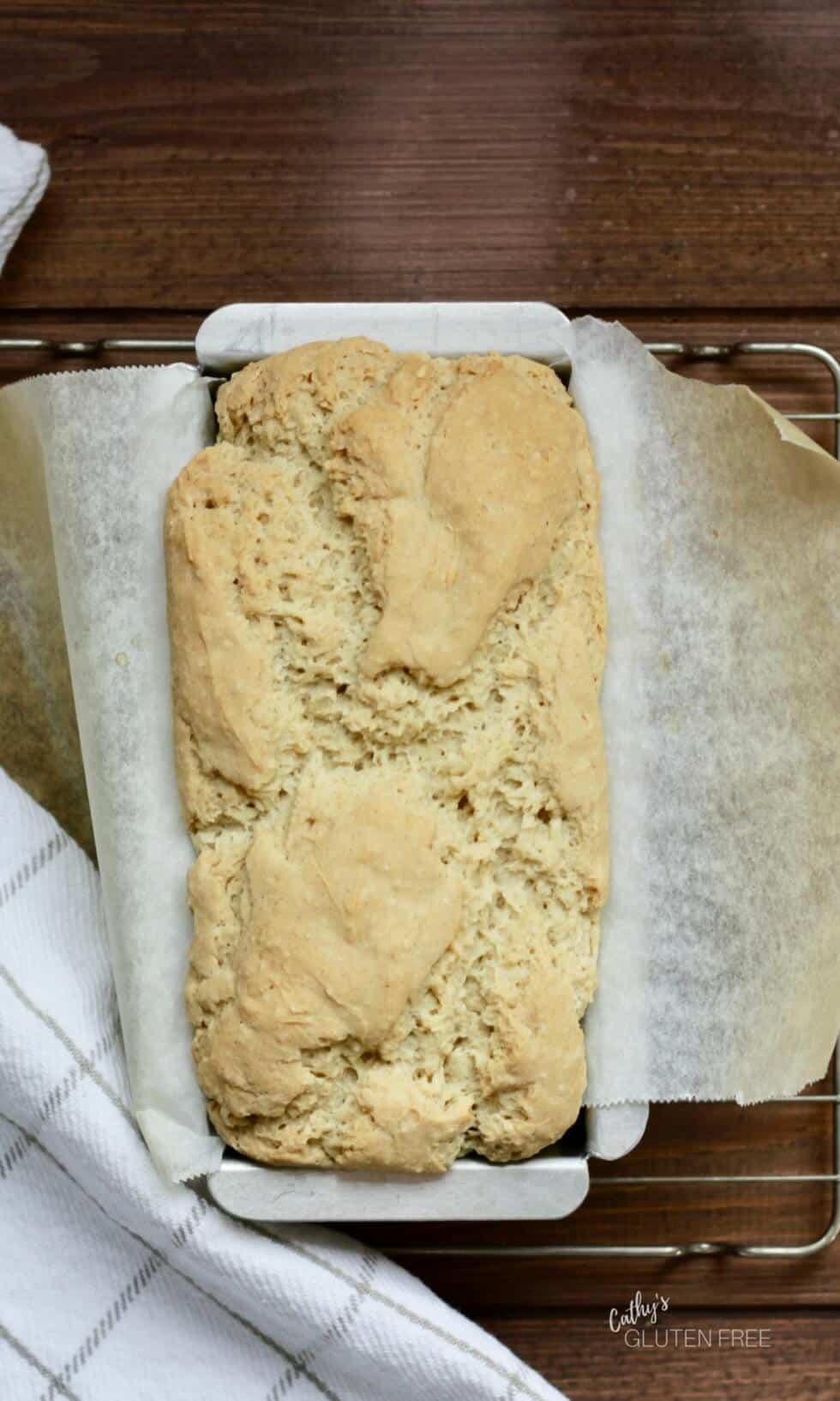 gluten free bread in pan