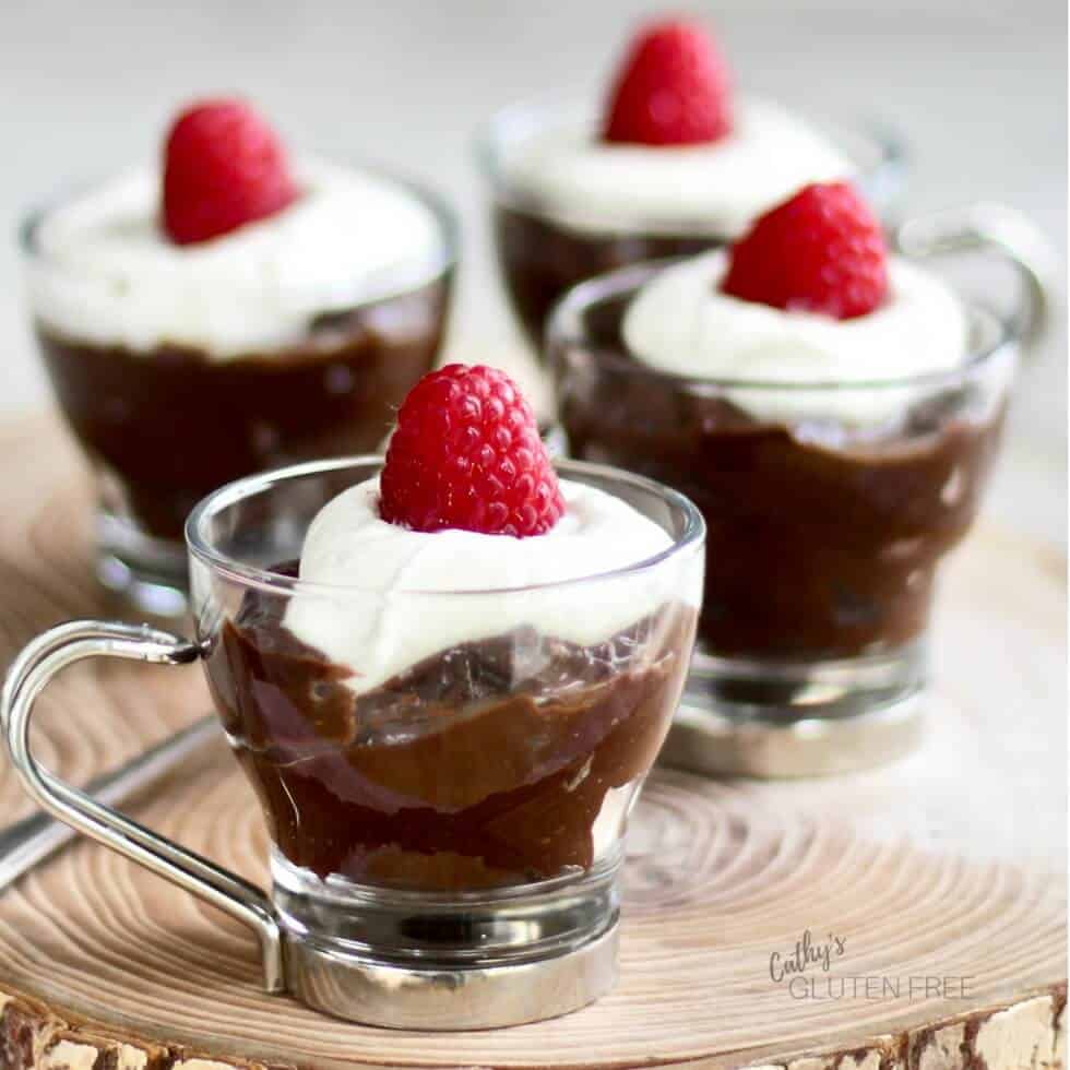 Pudding is nice served in small espresso cups with whipped topping and berries.