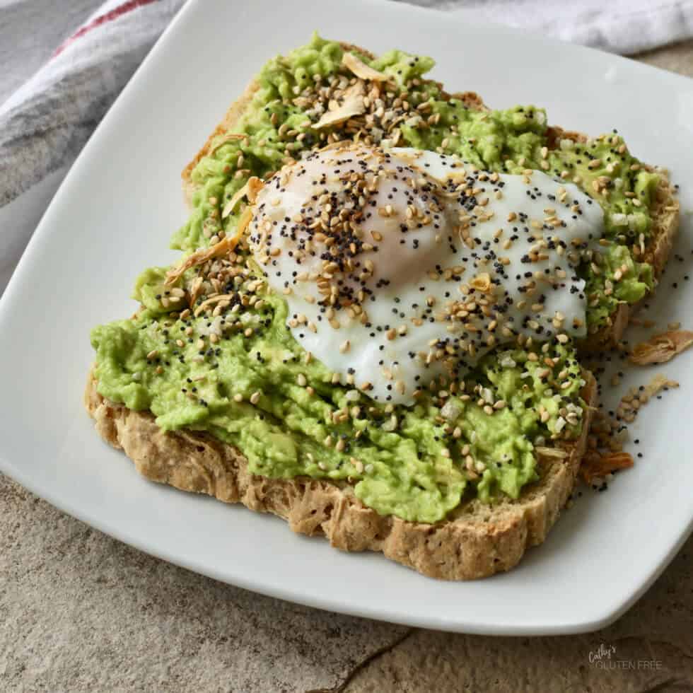 Poached Egg on Toasted Gluten Free Bread with Avocado