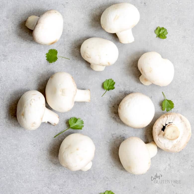 Raw white mushrooms