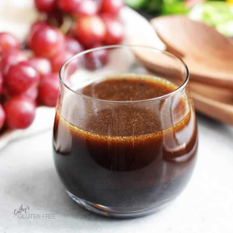 balsamic vinaigrette in clear glass bowl