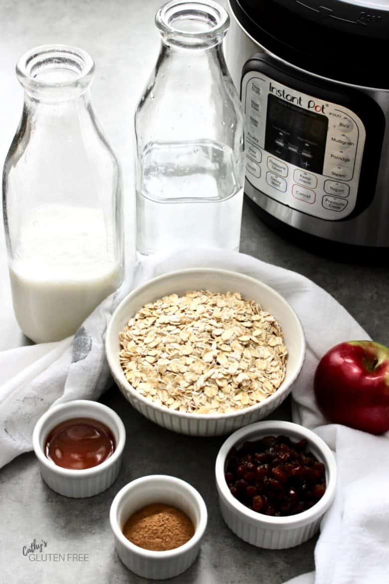 two bowls of oatmeal with Instant Pot in background