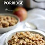 two bowls of oatmeal porridge with Instant Pot in background