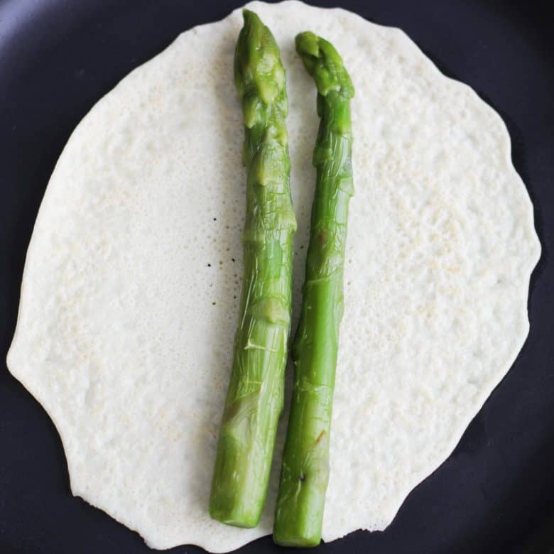 Asparagus on gluten free crepe