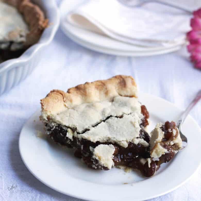 bite of raisin pie on fork