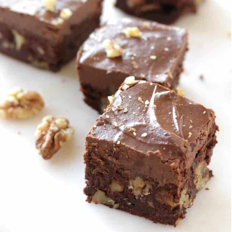 frosted brownies with walnuts