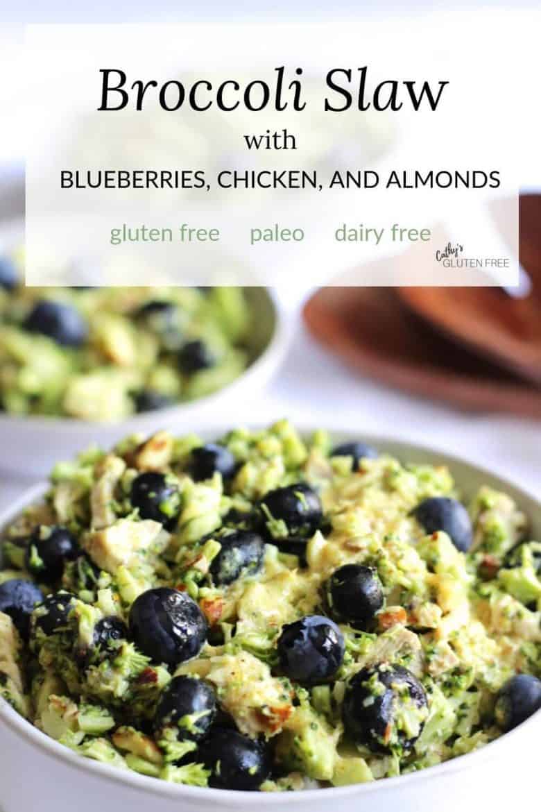 Broccoli Slaw recipe with Blueberries, Chicken, and Almonds