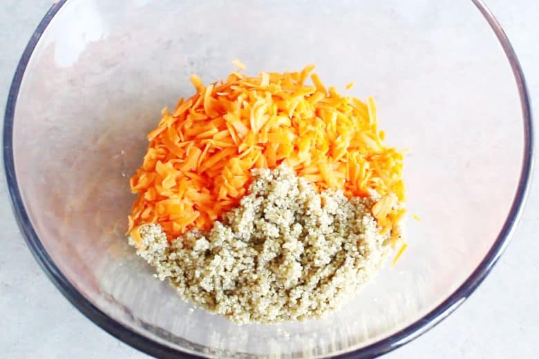 shredded carrots and quinoa