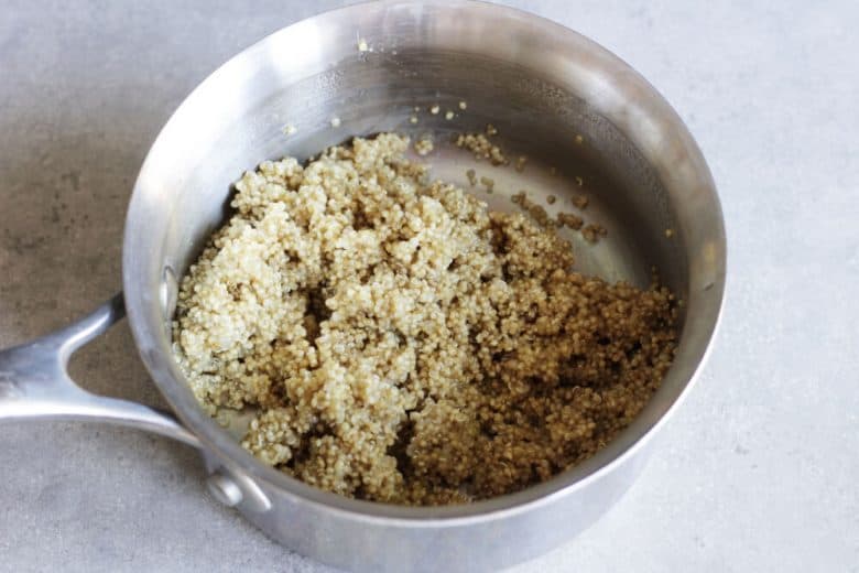 cooked quinoa in pot