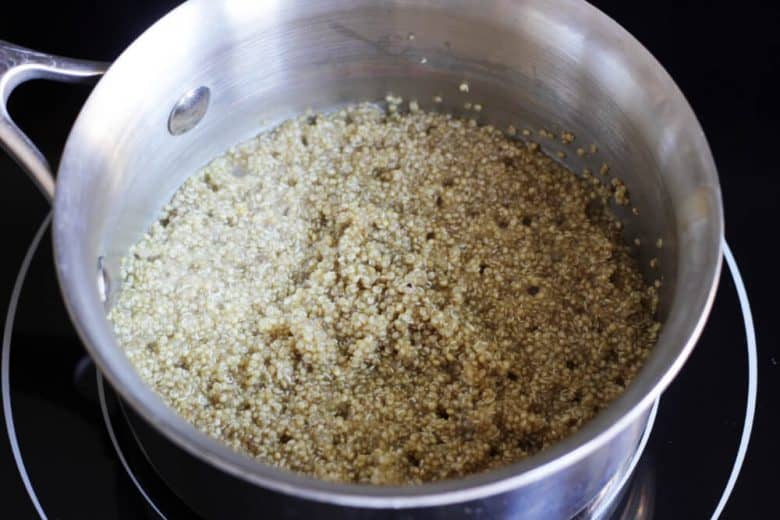 quinoa cooking in pot