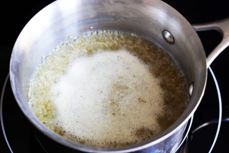 quinoa cooking in boiling water
