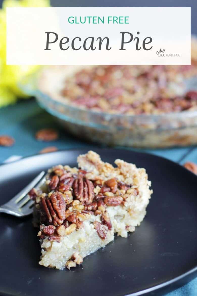 gluten free pecan pie served on a black plate