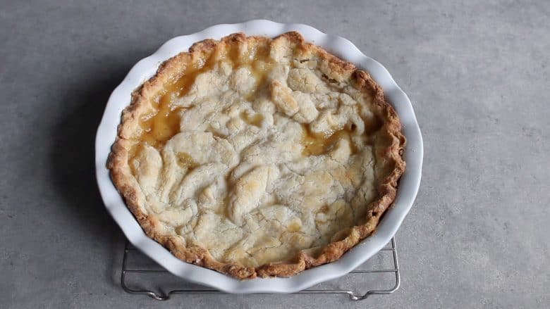 freshly baked whole pie with a top crust