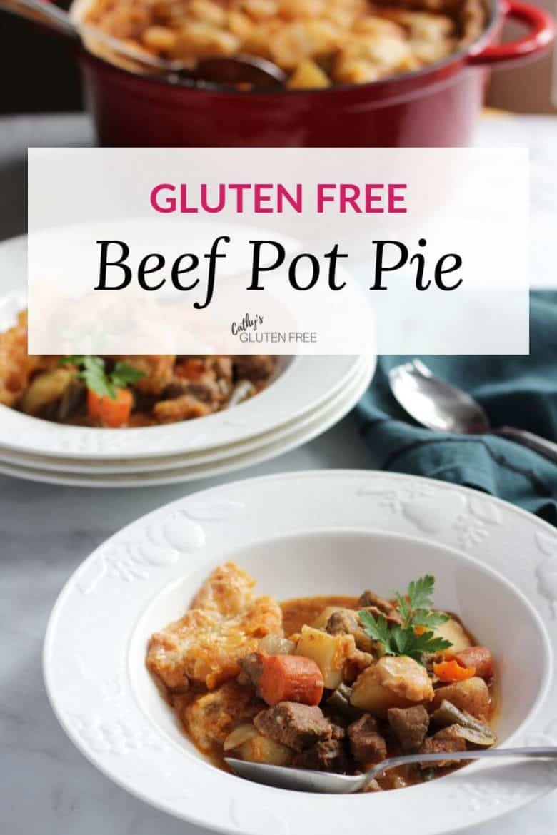 served beef pot pie with text