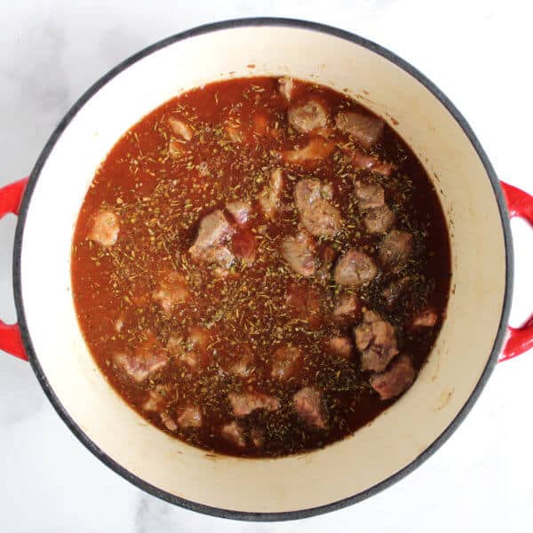 beef chunks in tomato broth