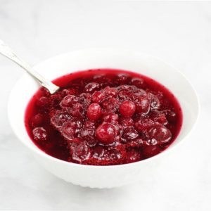 cranberry sauce in white bowl