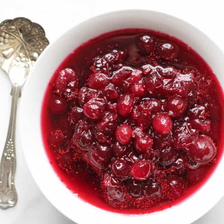 cranberry sauce in white bowl