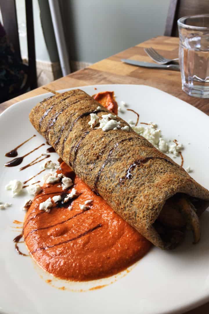 a gluten free buckwheat crepe I had while eating out
