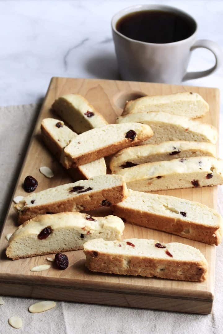 biscotti scattered over wooden board