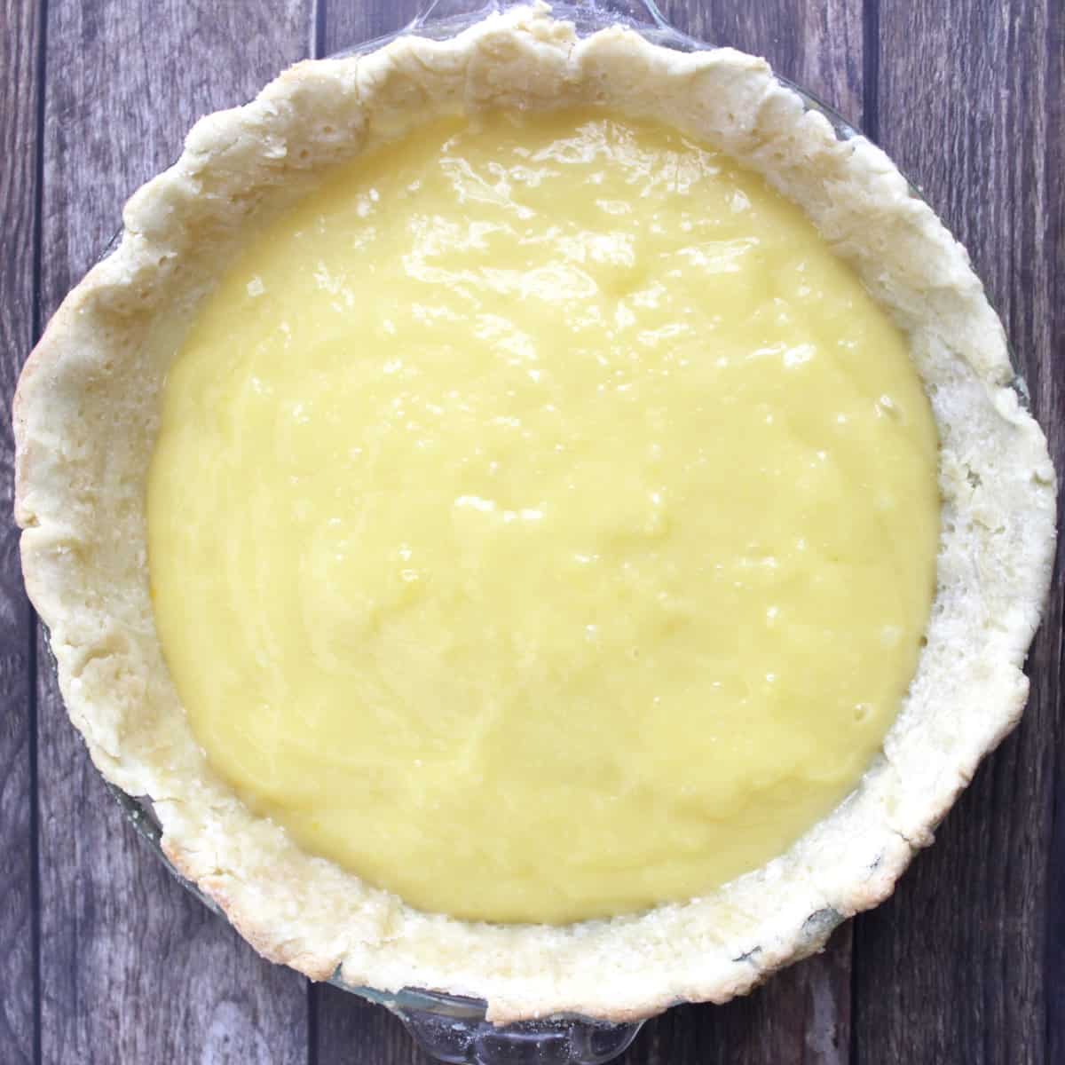 shiny, yellow filling in pie crust