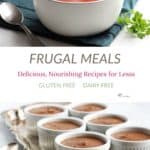 dairy free tomato soup and chocolate pudding with text