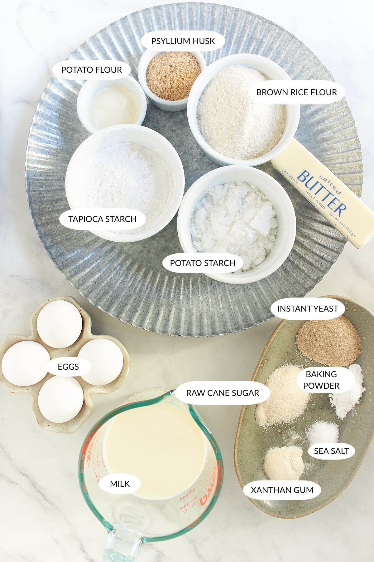 gluten-free brioche individual flour ingredients.