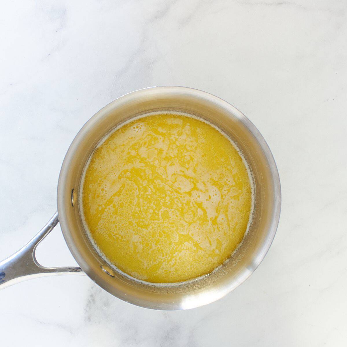 milk and melted butter in a small saucepan.