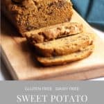 sliced sweet potato bread with text