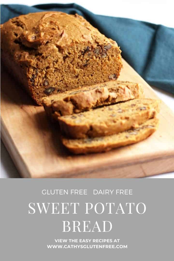 sliced sweet potato bread with text