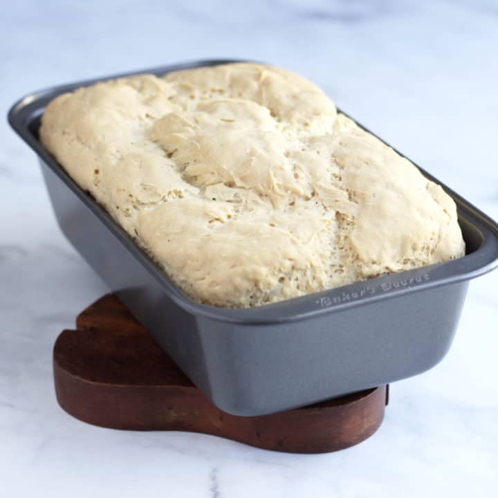 freshly baked bread in loaf pan