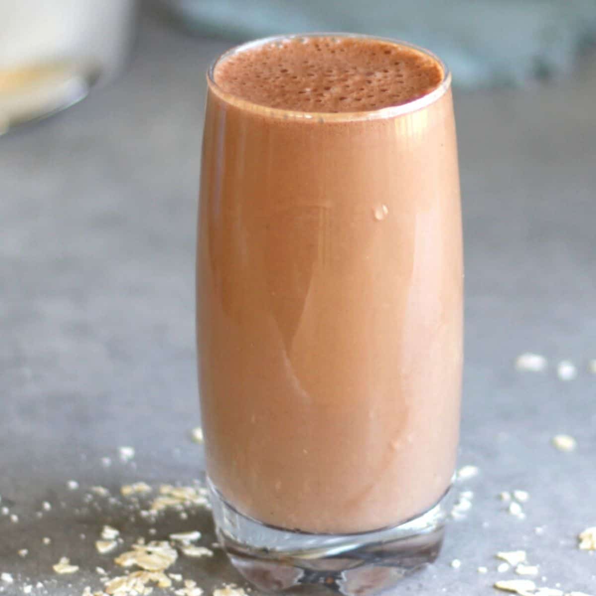 chocolate oat milk in glass