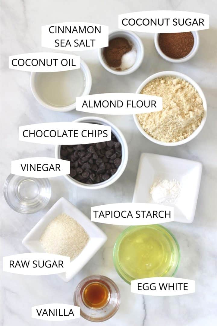 overhead view of 11 ingredients for s'mores pie measured out into small dishes