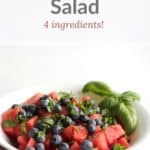 vegan watermelon salad with title text