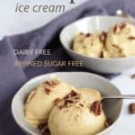 two bowls of pumpkin ice cream sprinkled with nuts and title for Pinterest