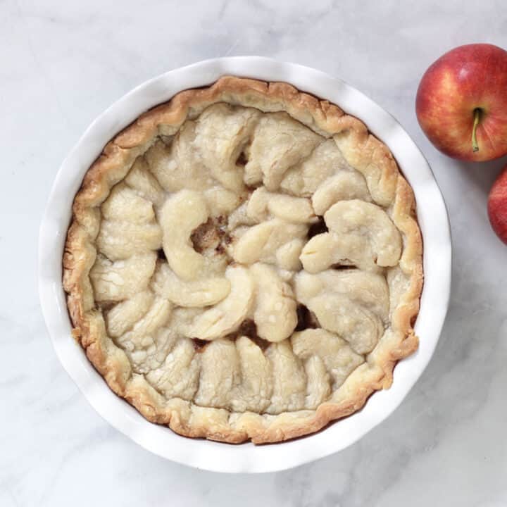 looking down on baked apple pie