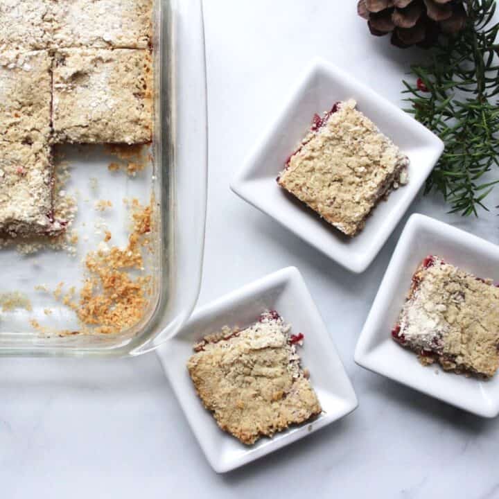 looking down on 3 bars cut from the remainder in the pan