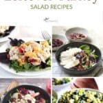 collage of photos of salads with cooked turkey on them, with title text