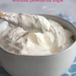 bowl of fluffy white frosting with title text