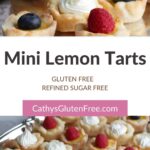 collage with closeup, rows of tiny tarts, and title text