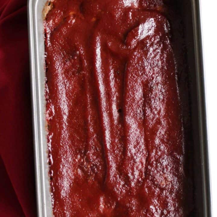 baked meat loaf in loaf pan