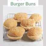 homemade gluten-free hamburger buns on wire rack.