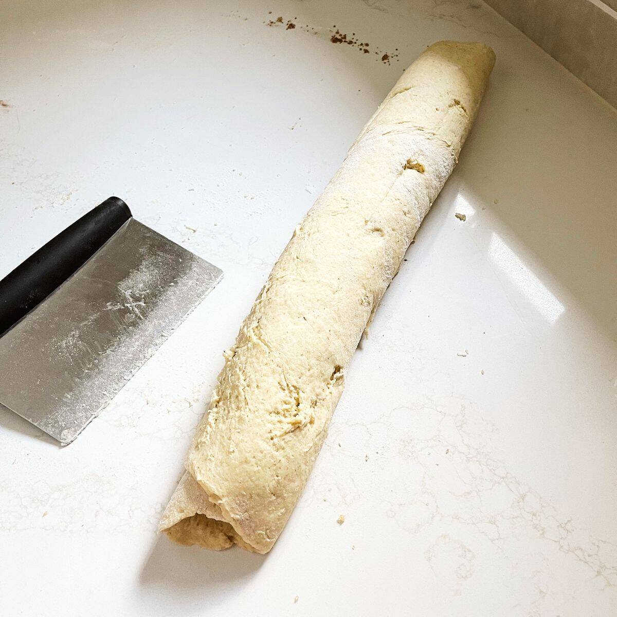 dough rolled into log shape.