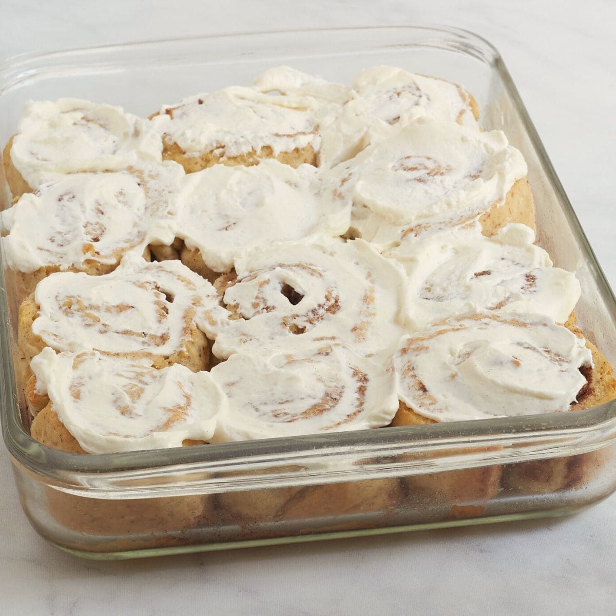 frosted cinnamon rolls.